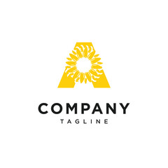 Letter A SunFlower Logo Icon Vector