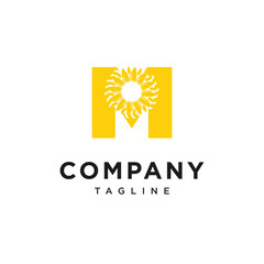Letter M SunFlower Logo Icon Vector