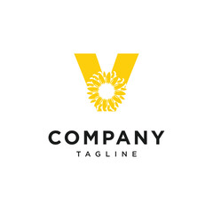 Letter V SunFlower Logo Icon Vector