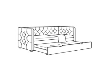 Obraz premium Line drawing of a tufted daybed with a pullout trundle bed extended