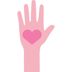 Pink Hand With Heart Symbol Isolated On Transparent Background Representing Love Support And Care