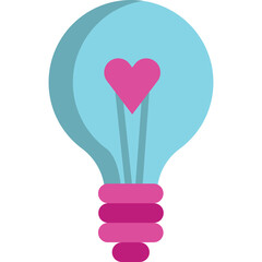 Pink Heart Inside A Light Bulb With Blue Glass And Pink Base On Transparent Background Represents Love Inspiration And Ideas