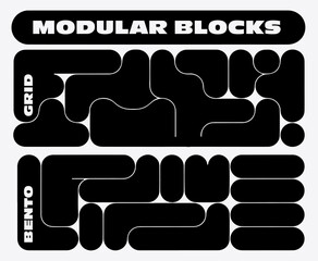 Bento Grid design elements collection. Abstract Background with Liquid Bubble Shapes. Creative Metaball pattern design.