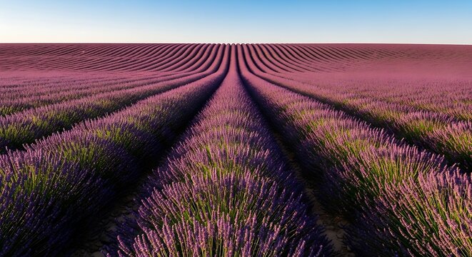 Stunning lavender field in Provence, France at sunset for a beautiful landscape or travel background or backdrop, perfect for summer and spring projects
