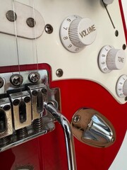 Detailed view of an electric guitar