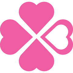 Pink Heart Shaped Clover Symbol With Transparent Background And Outline On White