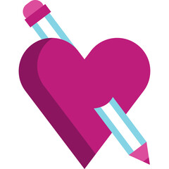 Pink Heart Shape With Blue And Pink Pencil Abstract Vector Art
