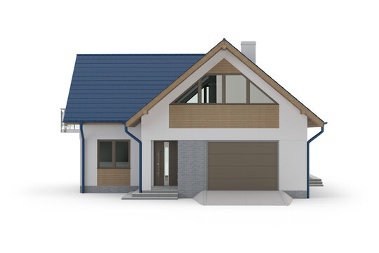 Modern house on transparent background, 3d illustration
