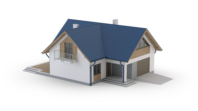Modern house on transparent background, 3d illustration