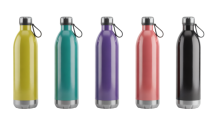 Vibrant collection of reusable water bottles in assorted modern colors for active lifestyles