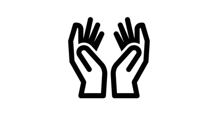 Obraz premium Outline icon of two open hands with palms facing upwards, symbolizing giving, receiving, or prayer.