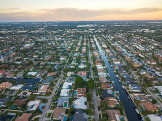 Aerial Drone of Florida, light house pointe, west palm beach, sunrise, beach, lake boca