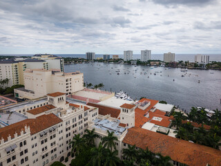 Aerial Drone of Florida, light house pointe, west palm beach, sunrise, beach, lake boca