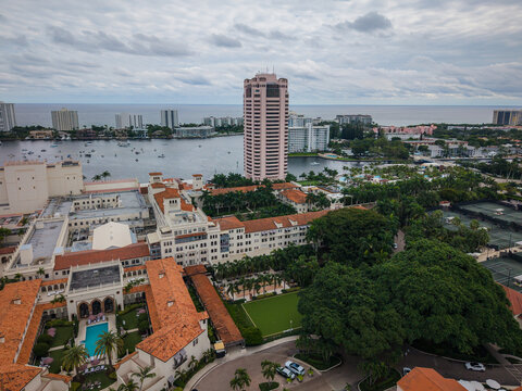 Aerial Drone of Florida, light house pointe, west palm beach, sunrise, beach, lake boca