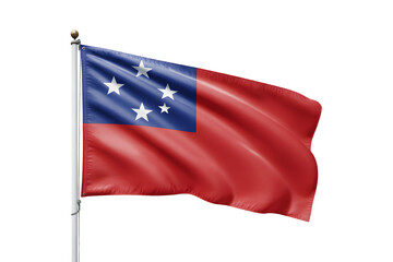 Vibrant Samoan flag waving majestically on a flagpole, symbolizing national pride and island spirit