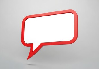 Naklejka premium Three dimensional glossy speech bubble with bold red outline floats above a light gray surface