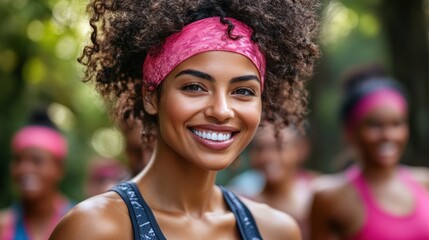 Woman runner smiling park happy