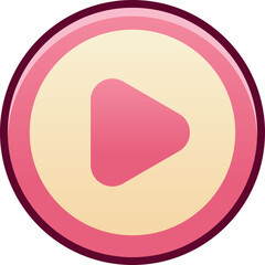 Pink Play Button Icon With Transparent Background Minimalist Design Digital Media Control Element