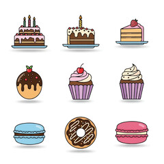 Assortment of Colorful and Delicious Dessert Illustrations.
