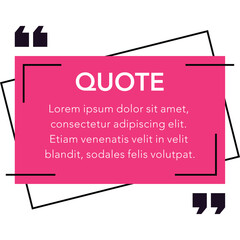Pink Quote Box With Lorem Ipsum Text and Quotation Marks On Transparent Background