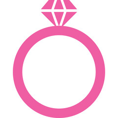Pink Ring With Diamond Icon Isolated On Transparent Background Vector Art