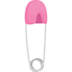 Pink Safety Pin With Rounded Top And Metallic Loop On Transparent Background