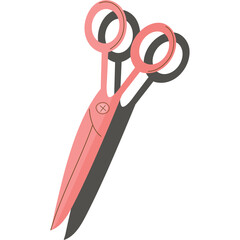 Pink Scissors With Dark Shadow Isolated On Transparent Background Simple Icon Graphic Design Element