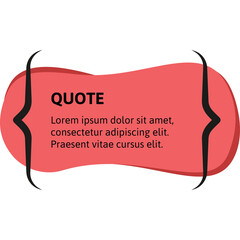 Pink Shape Quote Bubble With Black Brackets and Placeholder Text on Transparent Background Simple Graphic Design Element