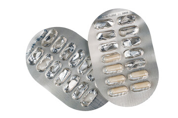 Isolated partially used medication blister packaging cards