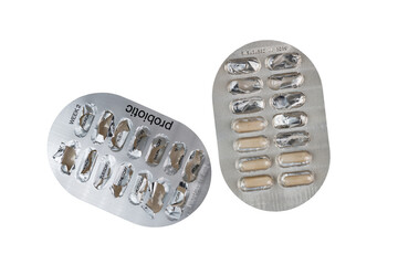 Isolated partially used medication blister packaging cards