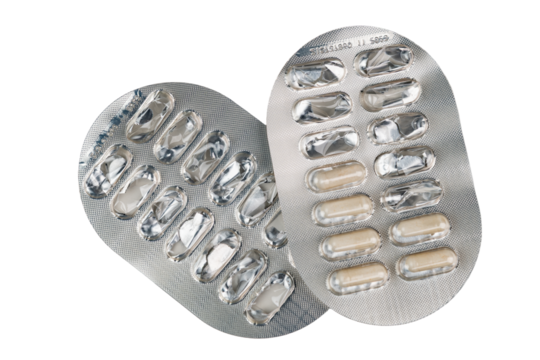 Isolated partially used medication blister packaging cards