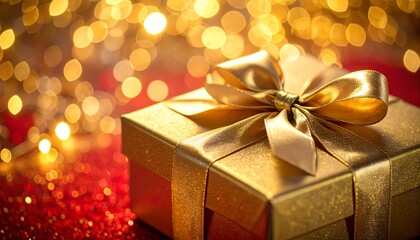Golden Gift A Symbol of Celebration and Warm Wishes with Bokeh Lights