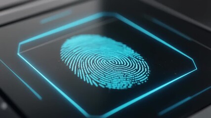 Fingerprint Security: A close-up view of a glowing fingerprint on a digital surface, a symbol of modern security and personal identification. - Powered by Adobe