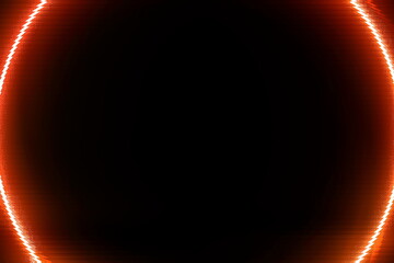 black background surrounded by red neon circle, text, design, empty