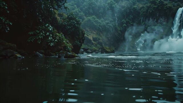 Waterfall Jungle Landscape Tropical Rainforest, Nature, Waterfalls