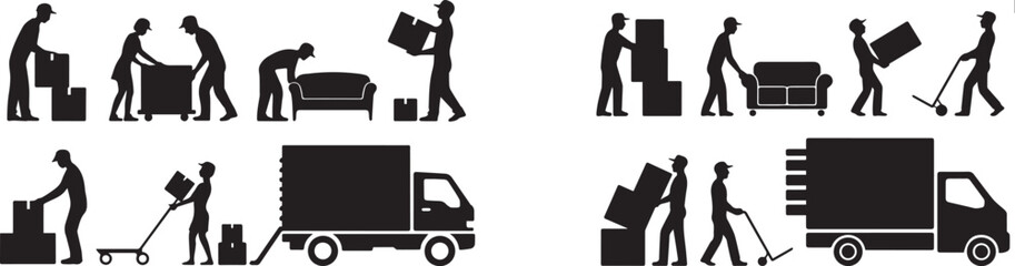 Moving company services relocation and transportation of furniture and boxes