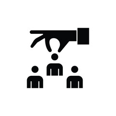 A hand selecting one person from a group, symbolizing choice or recruitment.