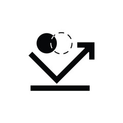 A black and white icon illustrating a ball bouncing off a surface and moving upwards, symbolizing rebound or bounce rate.