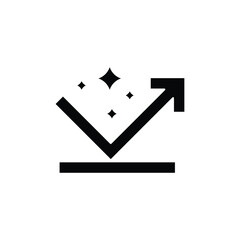 A minimalist black and white icon illustrating reflection, bounce, or impact resistance with an upward arrow and sparkles.