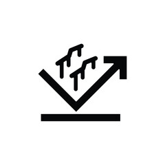 A black and white icon illustrating water resistance or liquid repellency, showing drips deflecting off a surface.