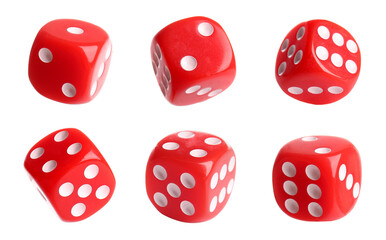 Set of red dices on white background