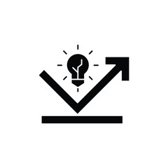 Black icon showing a lightbulb bouncing off a surface and an arrow pointing upwards, symbolizing resilience and growth.