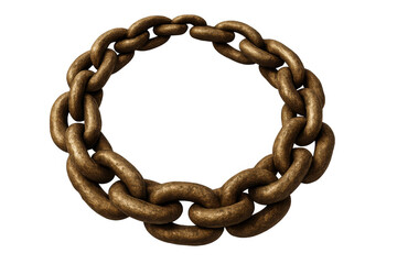 Rusty metal chain forming a circle, symbolizing strength, connection, and security on transparent background