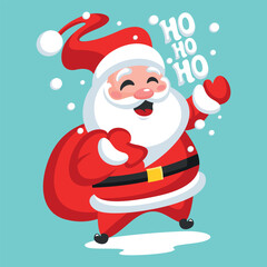 Cool mascot of a cheerful Santa Claus with gifts