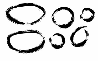 Organic Ink Brush Circles and Ovals Set