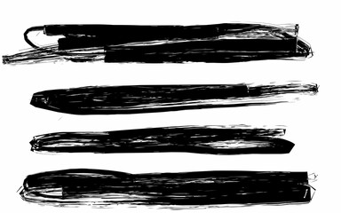 Abstract Hand-Drawn Black Brush Strokes Set