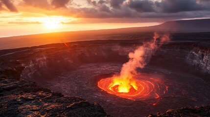 A volcano with a large hole in the middle of it