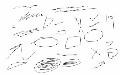 Dotted Hand-Drawn Annotation Marks and Sketchy Shapes Collection