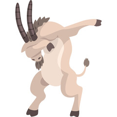 Pixel Art Antelope Doing Dab Pose With Horns and Tail in Light Brown Color Palette Against Transparent Background