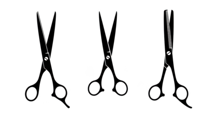 Professional Hairdressing Scissors Outline Set On Black